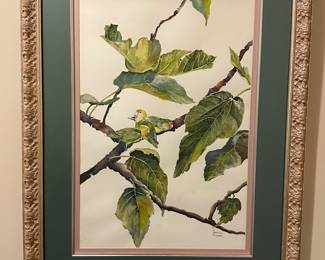 W15 - $100.  Jeannie Clapper original watercolor. Measures 24" x 31". Beautifully framed. 
