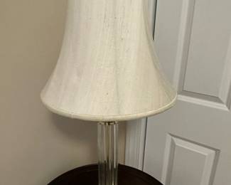 W25 - $30 Table lamp with metal base and glass. Measures 31" tall. 