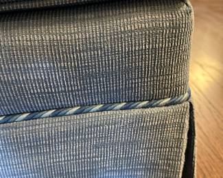 W69 - $225. Lake Hickory Collection - Blue Upholstered Chair. Measures 36" wide x 31" tall. 