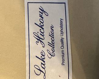 W69 - $225. Lake Hickory Collection - Blue Upholstered Chair. Measures 36" wide x 31" tall. 