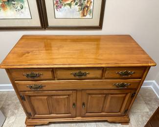 W103 - $250. Taylor Furniture Jamestown NY. Maple. Measures 20" deep x 44" wide x 33" tall. 