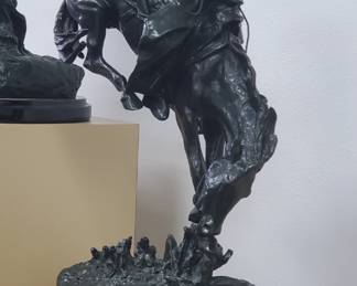 No. 1) large bronze sculpture titled "The Outlaw" by Frederick Remington - 21 3/8" tall - $950 (take 50% off)