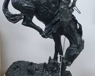 No. 1) large bronze sculpture titled "The Outlaw" by Frederick Remington - 21 3/8" tall - $950 (take 25% off) 