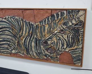 No. 9) Harold Nosti ceramic art "ZEBRA" - Florida listed artist 21" x 42" - $650 (take 50% off)