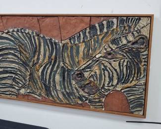No. 9) Harold Nosti ceramic art "ZEBRA" - Florida listed artist 21" x 42" - $650 (take 50% off)