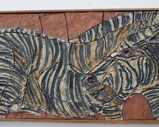 No. 9) Harold Nosti ceramic art "ZEBRA" - Florida listed artist 21" x 42" - $650 (take 50% off)