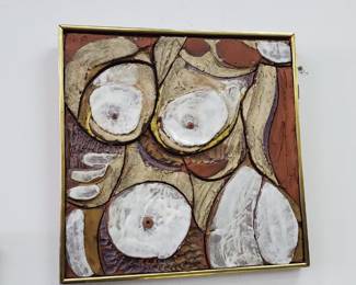 No. 11) mid-century ceramic art by listed Florida artist Harold Nosti - 21" x 21" - $300 (Take 50% off)