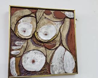 No. 11) mid-century ceramic art by listed Florida artist Harold Nosti - 21" x 21" - $300 (Take 50% off)