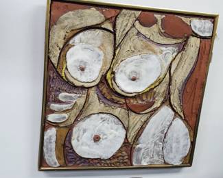 No. 11) mid-century ceramic art by listed Florida artist Harold Nosti - 21" x 21" - $300 (Take 50% off)