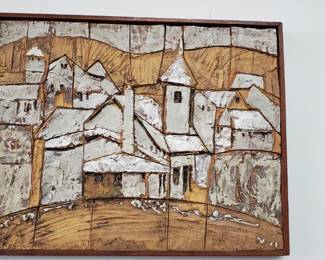 No. 12) mid-century ceramic art by listed Florida artist Harold Nosti - 26 1/2" x 33 1/2" - $575 (Take 50% off)