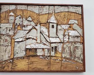 No. 12) mid-century ceramic art by listed Florida artist Harold Nosti - 26 1/2" x 33 1/2" - $575 (Take 50% off)