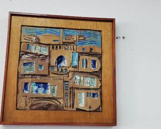No. 13) mid-century ceramic art by listed Florida artist Harold Nosti - 15 1/2" x 15 1/2" - $300 (Take 50% off)
