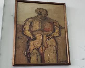 No. 16) mixed media on board painting by listed Florida artist Harrison Wall Covington - 17 1/2" x 21 3/4" - $350 (Take 50% off)