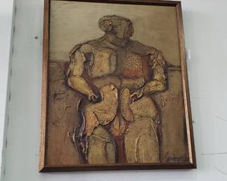 No. 16) mixed media on board painting by listed Florida artist Harrison Wall Covington - 17 1/2" x 21 3/4" - $350 (Take 50% off)