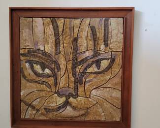 No . 18) mid-century ceramic art by listed Florida artist Harold Nosti - 26 1/2" x 26 1/2" - $600 (take 50% off)