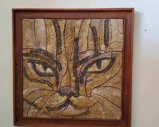 No . 18) mid-century ceramic art by listed Florida artist Harold Nosti - 26 1/2" x 26 1/2" - $600 (take 50% off)