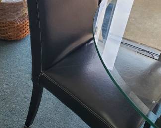 No. 20) contemporary round (42") glass-top black table with a pair of black chairs - $300 (Take 50% off)