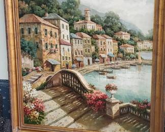 No. 22) large oil painting on canvas Italy Tuscany scene by artist J. Christina - 48" x 72" - $1500 (Take 50% off)