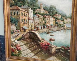 No. 22) large oil painting on canvas Italy Tuscany scene by artist J. Christina - 48" x 72" - $1500 (Take 50% off)