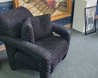 No. 24) contemporary black chair with pillows - $195 (Take 50% off)