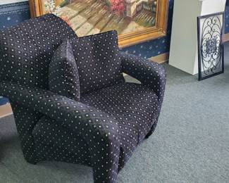 No. 24) contemporary black chair with pillows - $195 (Take 50% off)