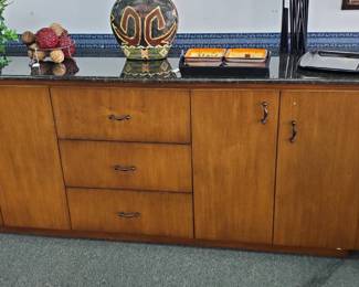 No. 25) custom-made bar sideboard cabinet with marble or granite top - 84" long, 20" deep, 34" tall - $395 (Take 50% off)