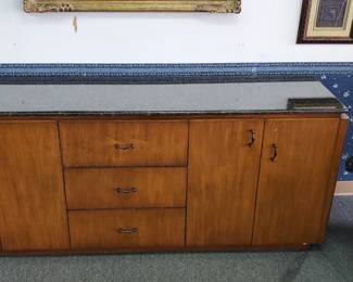 No. 25) custom-made bar sideboard cabinet with marble or granite top - 84" long, 20" deep, 34" tall - $395 (Take 50% off)