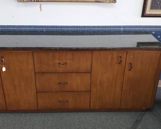 No. 25) custom-made bar sideboard cabinet with marble or granite top - 84" long, 20" deep, 34" tall - $395 (Take 50% off)