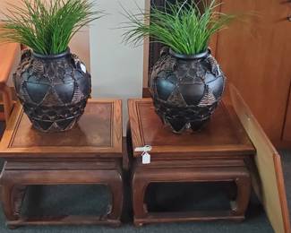 No. 27) Pair of short Asian style Burl tables by Baker Furniture Co. - $295 (Take 50% off)
