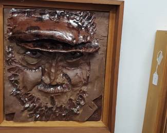 No. 31) mid-century ceramic art by listed Florida artist Harold Nosti - 13" x 14" - $300 (Take 50% off)