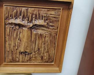 No. 32) mid-century ceramic art by listed Florida artist Harold Nosti - 12 1/2" x 14 1/2" - $250 (Take 50% off)