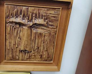 No. 32) mid-century ceramic art by listed Florida artist Harold Nosti - 12 1/2" x 14 1/2" - $250 (Take 50% off)