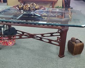 No. 37) glass-top Asian style dining table 48" x 80" - $950 (Take 50% off)