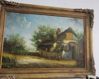 No. 39) antique oil painting signed - 24" x 36" - $450 (Take 50% off)