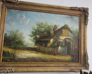 No. 39) antique oil painting signed - 24" x 36" - $450 (Take 50% off)