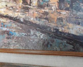 No. 40) Oil painting on canvas Paris street scene signed by artist - 20" x 24" - $325 (Take 50% off)