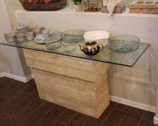 Selection of contemporary hand blown bowls, and porcelain by Sasha Brastoff