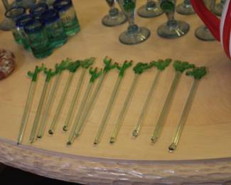 Glass art swizzle sticks - two sets