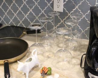 Pinot Noir glasses - nice quality, the cow creamer is by Apilco - made in France