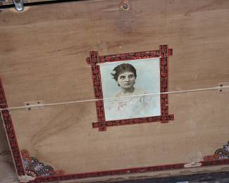 Close up of hand painted inside - considering the age, it is in very nice condition!