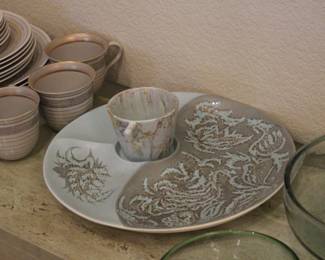Sasha Brastoff teacups, and a divided serving platter
