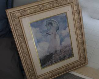 Lady with Umbrella Art Framed