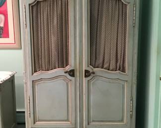 John Widdicomb French Style Armoire w/ Brass Mesh Doors