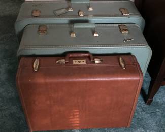 Mint Green Starline suitcases and Samsonite valise
