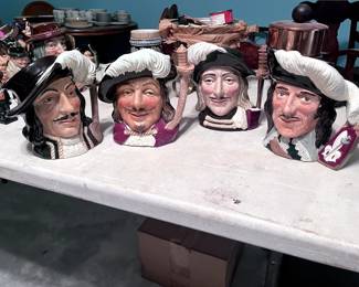 Royal Doulton "Four Muskateers" Figural 7-1/2" Toby Character Mugs $500 set.