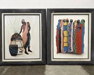 mid century african women framed paintings