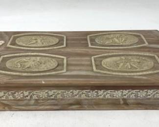 Vintage incolay stone jewelry box