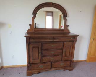 Lot 76. Dresser and mirror&nbsp; 56" W x 44"H x 19"D
