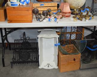 Log holder, baby doll crib, rubber boots..