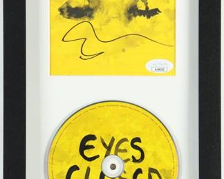Ed Sheeran Signed Eyes Closed CD in a custom wall display